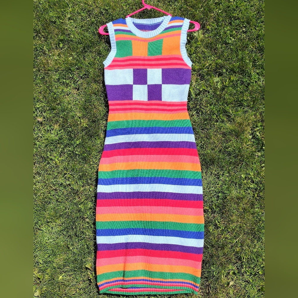 Colorblock knit dress L